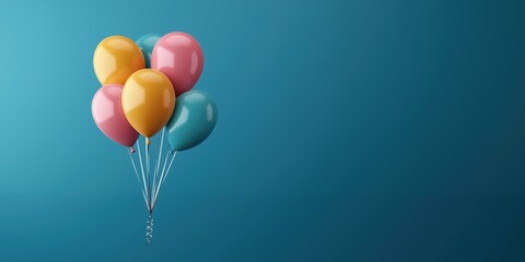 Colourful balloons on a vibrant background with copy space 