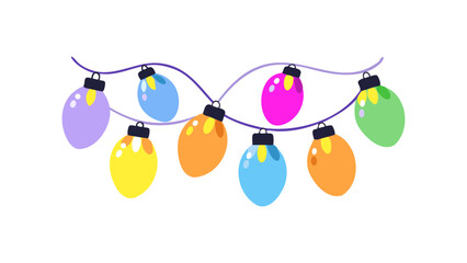 Bright and vibrant string of christmas lights, perfect for festive decoration themes. features multicolored bulbs in various hues for a joyful holiday atmosphere.