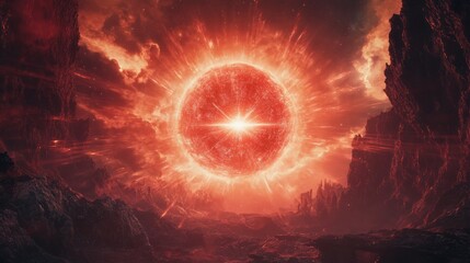 Red Giant Explosion in a Rocky Landscape