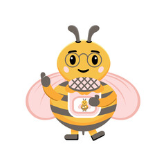 Cute Bee Mascot Character Illustration