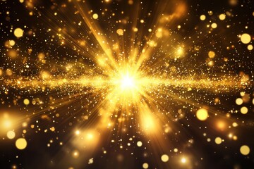 Obraz premium Shiny golden glitter visual element. Joyful card layout for new year festivities and merry christmas greetings