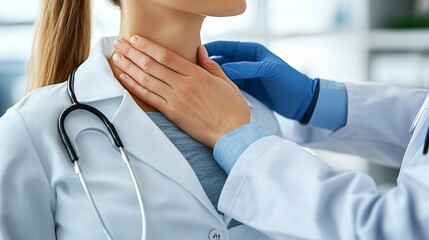Doctor Examining Woman Neck for Thyroid Symptoms