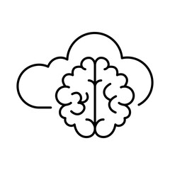 Cloud Brain Line Icon. Cloud Technology Editable Stroke Vector Illustration