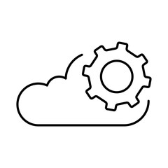 Cloud Gear Line Icon. Cloud Technology Editable Stroke Vector Illustration