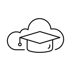 Cloud Education Line Icon. Cloud Technology Editable Stroke Vector Illustration