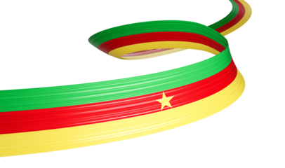 3d Flag Of Cameroon 3d Wavy Shiny Cameroon Ribbon Isolated On White Background, 3d illustration

