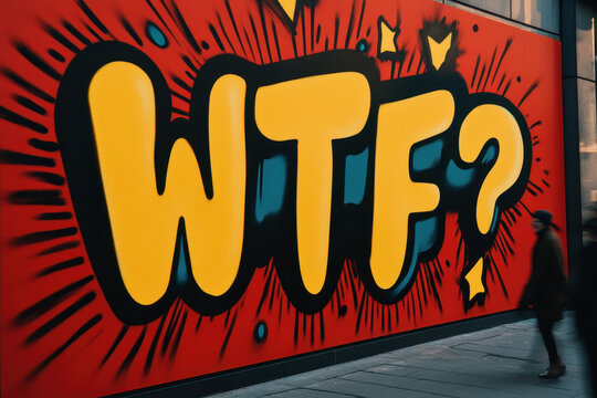 WTF Vibrant Street Art Mural: Exploring Pop Culture Through Comic-Inspired Urban Expression
