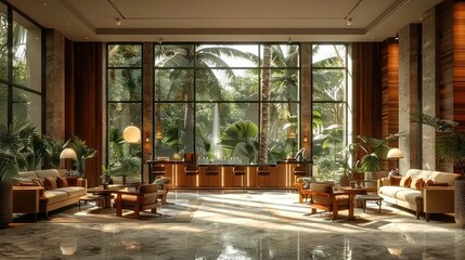 Modern Tropical Lobby Interior Design