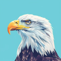 Obraz premium Stylized Bald Eagle Illustration with Bold Colors