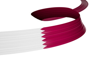 Qatar flag Ribbon 3d illustration on isolated background
