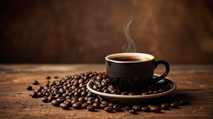 Obraz premium cup of coffee with beans
