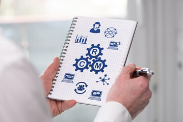 Crm concept on a notepad