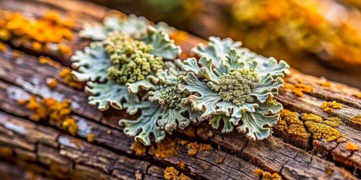 Close-up of Lepraria Incana Dust Lichen on Oak Bark - Macro Photography of Lichen, Nature, Textures, Natural Environment, Oak Tree, Biodiversity, Detailed Focus, Organic Patterns, Ecology