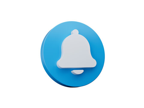 Blue bell icon or notification sign isolated background 3d illustration
