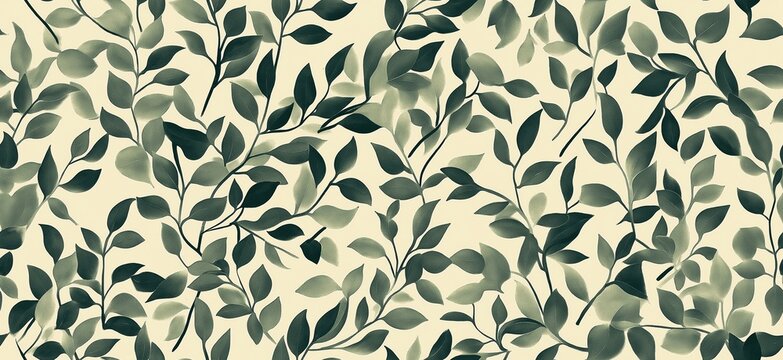 Seamless leaf pattern. Elegant grey green leaf background. Luxurious botanical texture