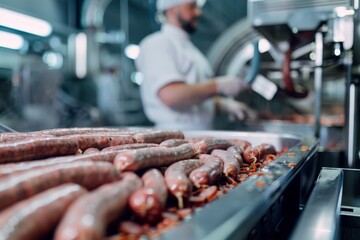 Sausages Production Line, Food Industry, Working on Automated Production Lines on Sausages Factory