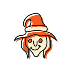 Witch hand draw doodle vector icon