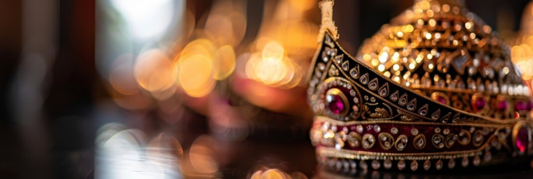 Traditional Thai headdresses, known as "chada," are intricately designed with detailed craftsmanship