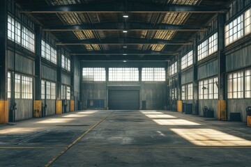 Industrial storage space including a manufacturing bay