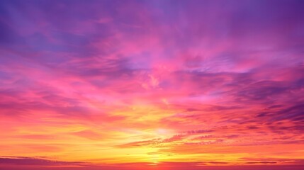Fototapeta premium Vibrant pink and orange sunset sky with clouds.