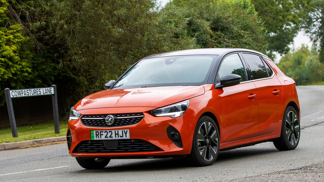 2022 orange Vauxhall Corsa E Elite Premium electric car