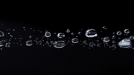 2410_148.high-resolution capture of water condensation, black sleek backdrop, scattered droplet formations, subtle light play, abstract moisture representation