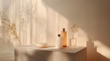 62. **A calming backdrop of light colors creating a serene space for showcasing the product.