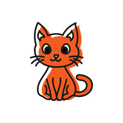 Black cat hand draw doodle vector icon
