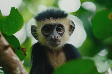 Fototapeta premium a monkey in the tropical rainforest 