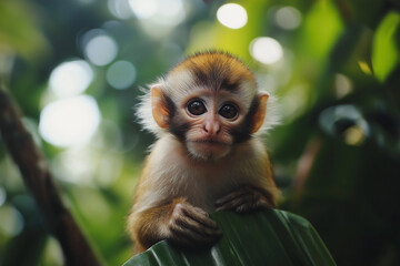a monkey in the tropical rainforest 