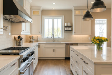 modern kitchen interior with Clean and spacious design white and black