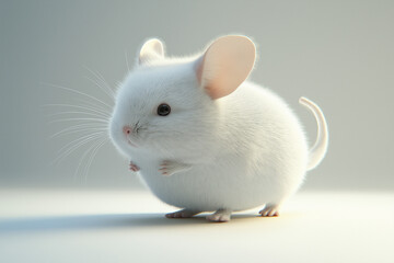 3d animation of a white mouse or rat