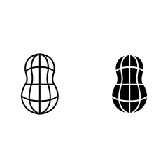 Peanut icon set. Outline of peanut vector icon for web design color editable