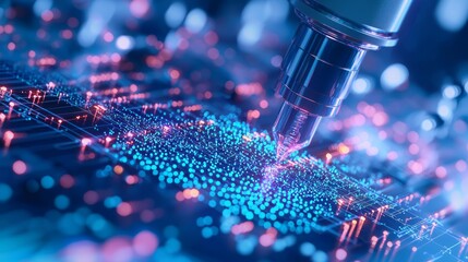 Scientific Exploration of Genetic Engineering: Detailed 3D Render of High-Tech Genetic Analyzer Analyzing Real-Time Data and Genetic Sequences