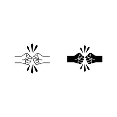 Two clenched fists bumping together icon set color editable