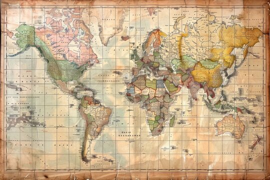 Vintage map world backgrounds topography.