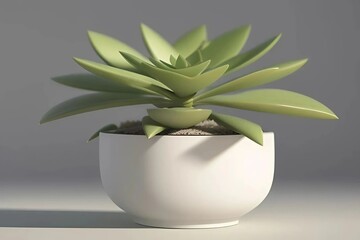 A small green plant in a white pot placed on a wooden table, adding a touch of nature to the indoor setting.