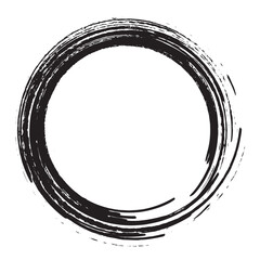 grunge brush stroke black circle on white background