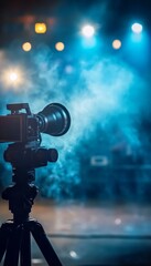 Fototapeta premium Halogen bulb spotlight with fresnel lens for studio photography and videography lighting