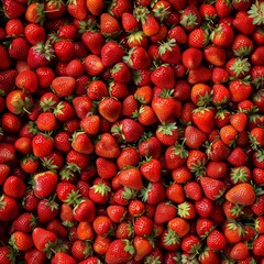 Garden strawberry texture background, strawberry fruits pattern, many strawberries mockup, ripe berries