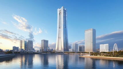 Naklejka premium Yokohama Minato Mirai 21 Skyline