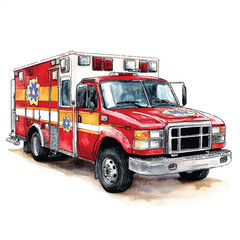 Ambulance watercolor clipart illustration  (14)