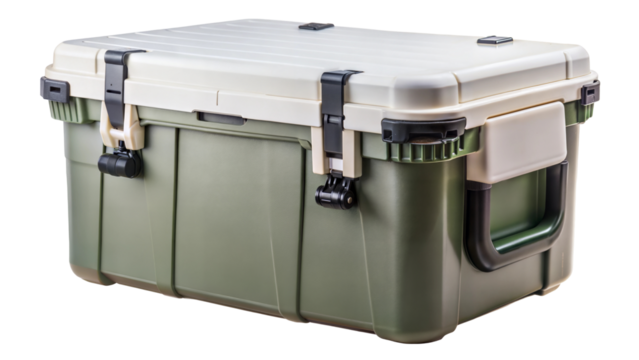 Durable cooler box for outdoor adventures. Isolated on a transparent or white background.