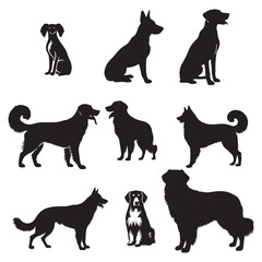 set of dogs on the white background. dog silhouettes. Vector EPS 10.	
