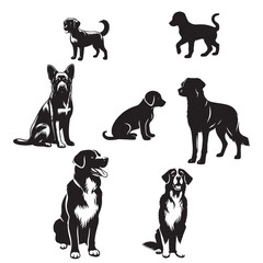 set of dogs on the white background. dog silhouettes. Vector EPS 10.	

