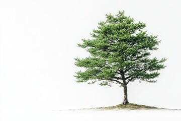 Obraz premium Majestic Tall Hemlock Tree Isolated in Serene Nature Landscape Showcasing the Beauty of Wilderness and Tranquility in a Lush Green Environment