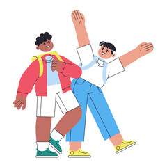 Boys going to school together