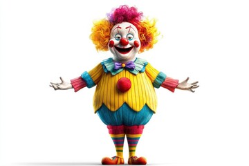 A colorful cartoon clown stands smiling, ready for playful customization