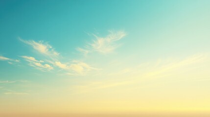 Obraz premium A blue and yellow sky with thin wispy clouds.