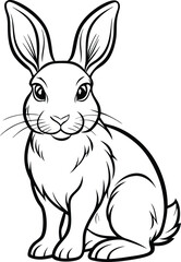 Continuous Line Art Rabbit , Minimalist Black Linear  isolated on white background.